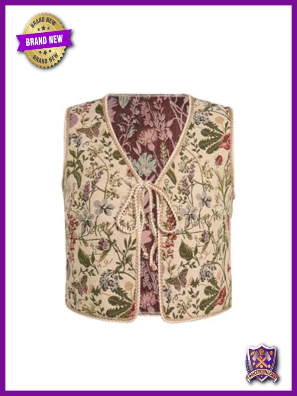 Embroidered Tie Front Vest Top Sleeveless V Neck Cropped Western Concert